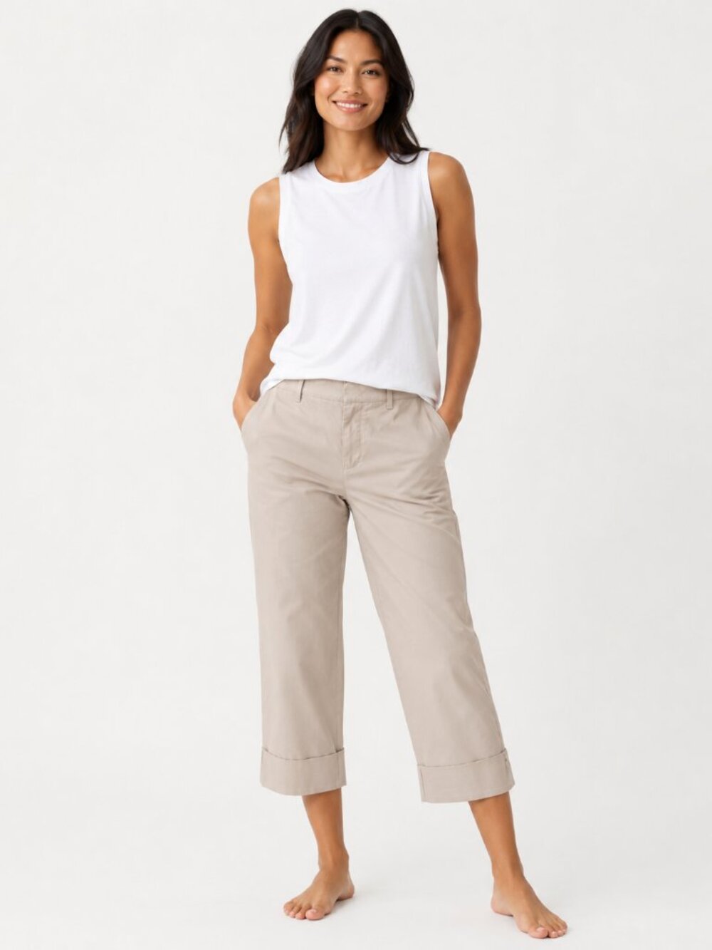 Vince Cropped Cuffed Chino Pants Size 0 & Quince Tank Size Small NWOT (Bundle)